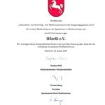 Urkunde für HibeKi aus Niedersachsen